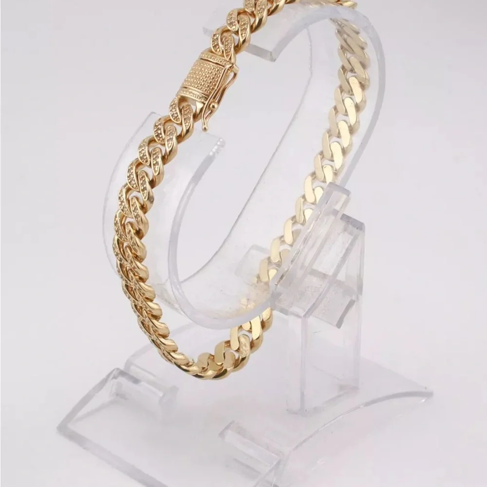 10K solid yellow gold and Diamond Miami Cuban Link Bracelet